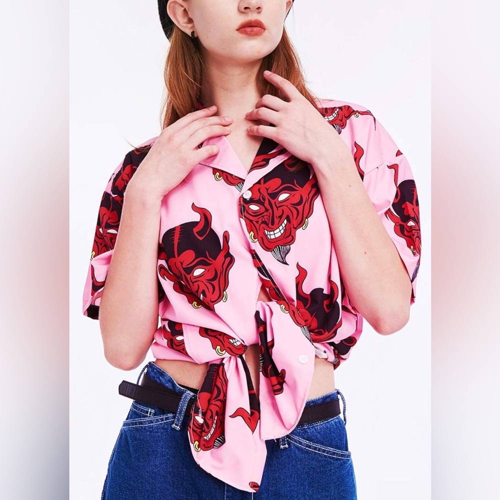 Pink Demon Print Women's Top